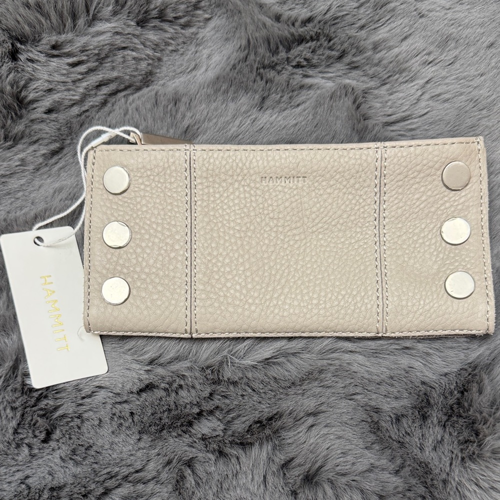 Hammitt 110 North Beige Leather Wallet with Silver Accents